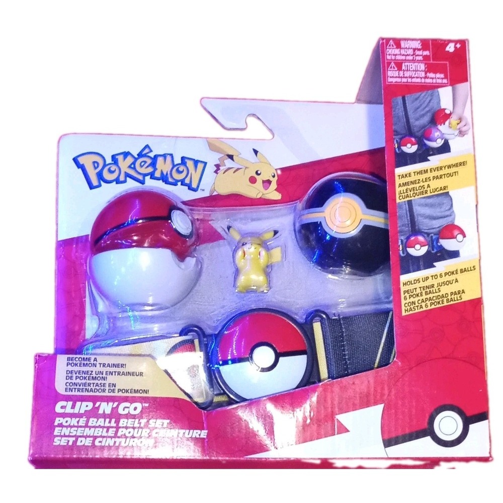 Pokemon Clip N Go Poke Ball Belt Set Pikachu Figure & Poke Balls PKW2537 NEW
